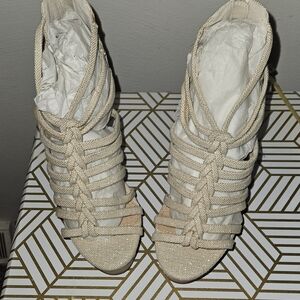 Elegant Cream Strappy Women's Shoes